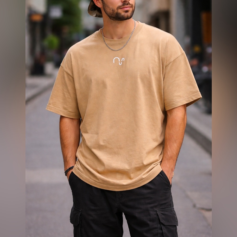 Shaka Wear Oversized Heavyweight Tee Tan Size L Streetwear T Shirt